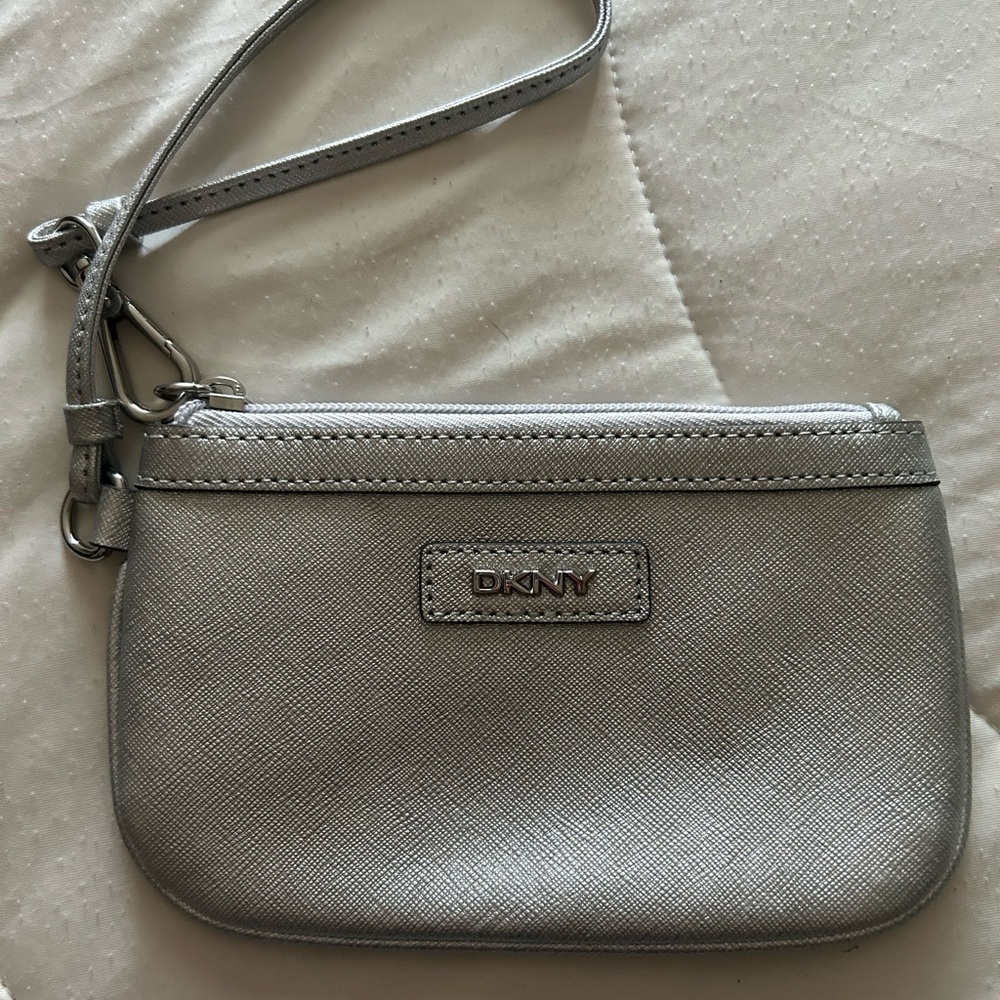 DKNY Metallic Silver Wristlet